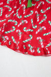 Red Christmas Candy Cane Print Pocketed Knotted Pajama Set-Loungewear & Sleepwear/Sleepwear-MomFashion