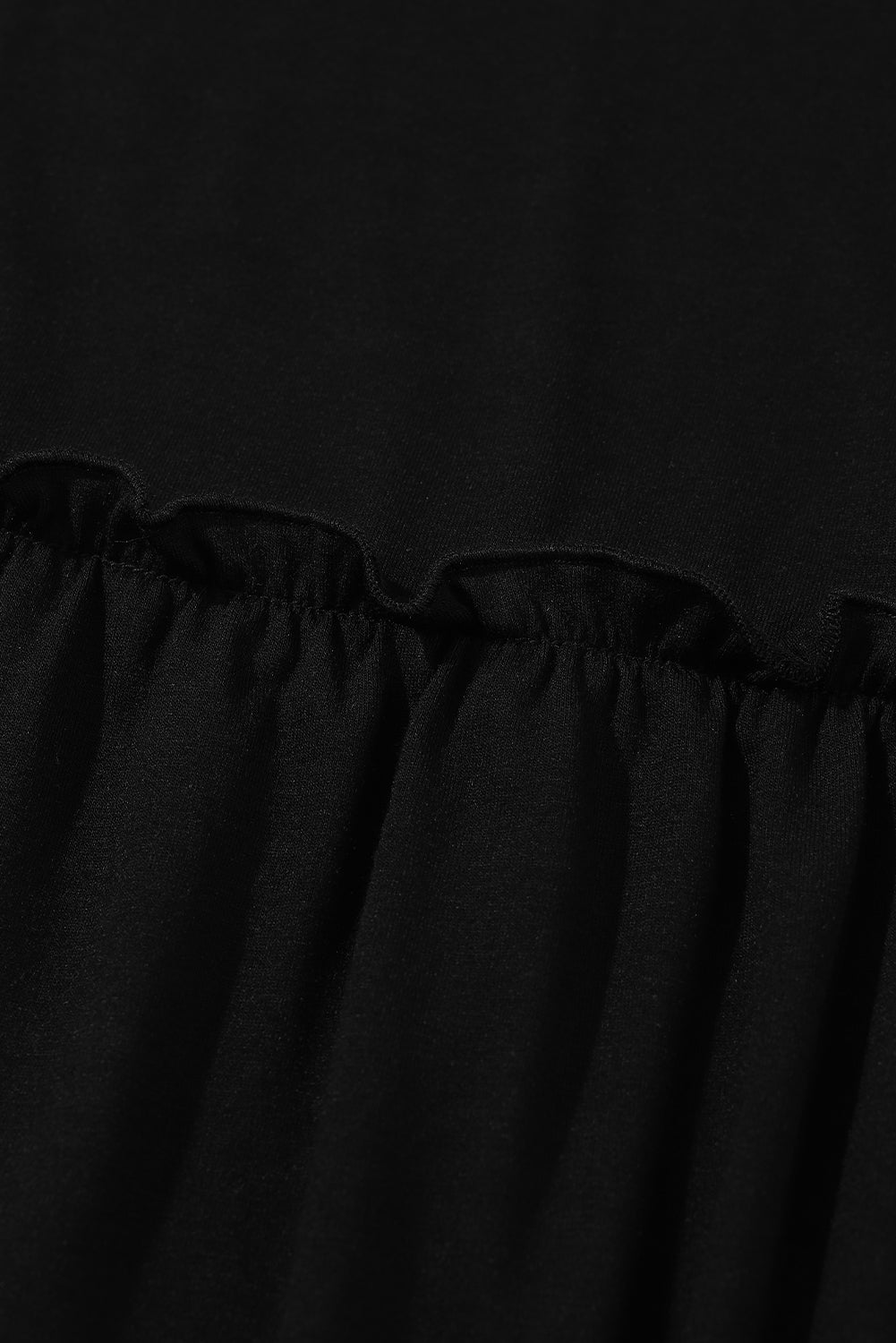 Black Plus Size Striped Leopard Patch Sleeve Ruffle Tiered Dress-Plus Size-MomFashion