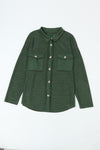 Green Contrast Flap Pockets Relaxed Shacket-Outerwear-MomFashion