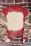 Fiery Red Tie Dye Leopard Drop Shoulder Sweatshirt-Tops-MomFashion