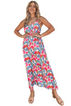 Multicolor Abstract Print Spaghetti Straps Maxi Dress-Dresses-MomFashion