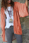 Pink Retro Velvet Wide Sleeves Cardigan-Outerwear-MomFashion