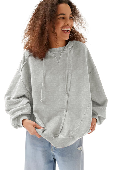 Gray Active Patchwork Detail Warm Winter Hoodie-Tops-MomFashion