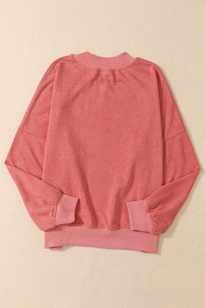 Drop Shoulder Crew Neck Pullover Sweatshirt-Tops-MomFashion