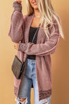 Pink Plaid Knitted Long Open Front Cardigan-Tops-MomFashion