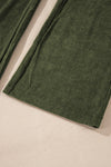 Green High Waist Square Pockets Corduroy Pants-Bottoms-MomFashion