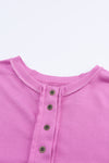 Purple Oversized Exposed Seam Henley Sweatshirt-Tops-MomFashion