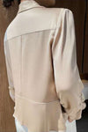 Apricot Solid Lapel Collar Satin Blazer-Outerwear-MomFashion