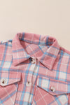 Pink Plaid Flap Pocket Flannel Shacket-Outerwear-MomFashion