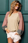 Parchment Colorblock Raglan Sleeve Textured Knit Top-Tops-MomFashion