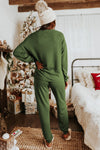 Spinach Green Sequined Christmas Cane Pattern Lounge Sweatsuit-Graphic-MomFashion