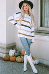 Striped Popcorn Knit Sweater-Tops-MomFashion