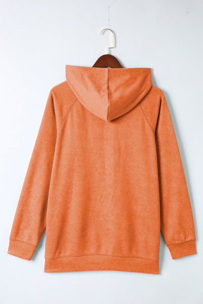 Orange Mineral Wash Kangaroo Pocket Drawstring Pullover Hoodie-Tops-MomFashion