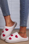 White Valentines Day Hearts Print Plush House Slippers-Shoes & Bags-MomFashion