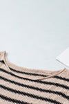 Striped Print Dropped Shoulder Loose Sleeve Sweater-Tops-MomFashion