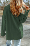 Green Contrast Flap Pockets Relaxed Shacket-Outerwear-MomFashion