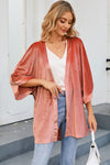 Pink Retro Velvet Wide Sleeves Cardigan-Outerwear-MomFashion