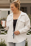 Beige Plus Size Textured Flap Pockets Jacket-Plus Size-MomFashion