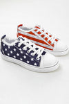 Blue American Flag Lace-up Canvas Flat Shoes-Shoes & Bags-MomFashion