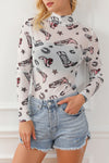 White Rodeo Bound Printed Long Sleeve Bodysuit-Tops-MomFashion