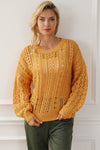 Ginger Cable Knit Hollow Out Drop Shoulder Sweater-Tops-MomFashion