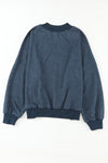 Sky Blue Drop Shoulder Crew Neck Pullover Sweatshirt-Tops-MomFashion