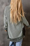 Gray Plaid Knitted Long Open Front Cardigan-Tops-MomFashion