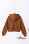 Brown Quarter Zip Kangaroo Pocket Hoodie-Tops-MomFashion