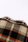 Orange Geometric Plaid Print Pocketed Shacket-Outerwear-MomFashion