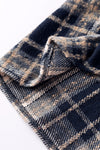 Multicolor Plaid Contrast Sherpa Flap Pocket Snap Button Shacket-Outerwear-MomFashion