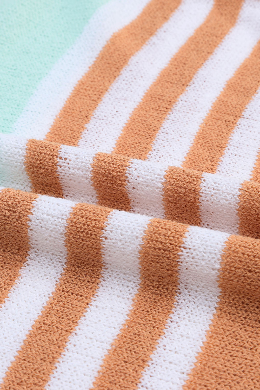 Multicolor Colorblock Stripe Long Sleeve Split Sweater-Tops-MomFashion