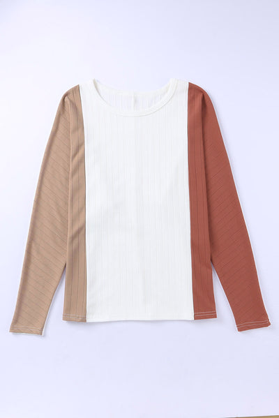 Apricot Colorblock Dolman Knit Top-Tops-MomFashion