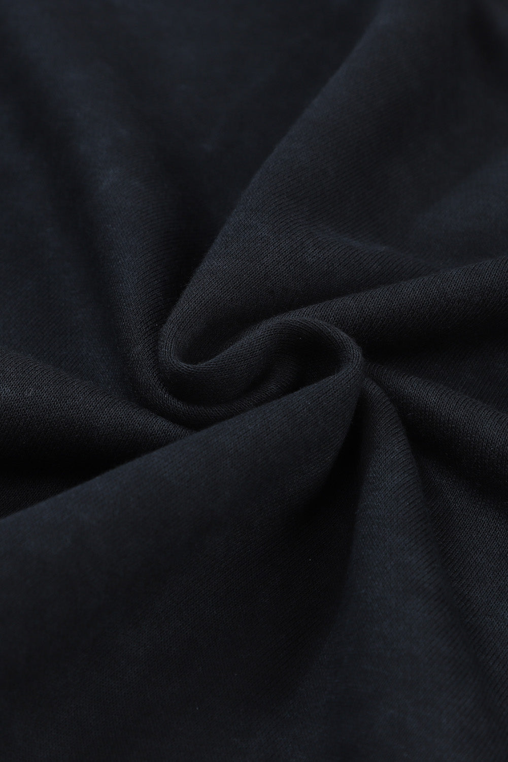 Black Drop Shoulder Crew Neck Pullover Sweatshirt-Tops-MomFashion