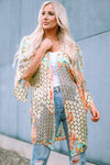 Multicolor Floral Open Sheer Shimmer Kimono-Outerwear-MomFashion