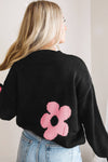 Big Flower Pattern Knit Sweater-Tops-MomFashion