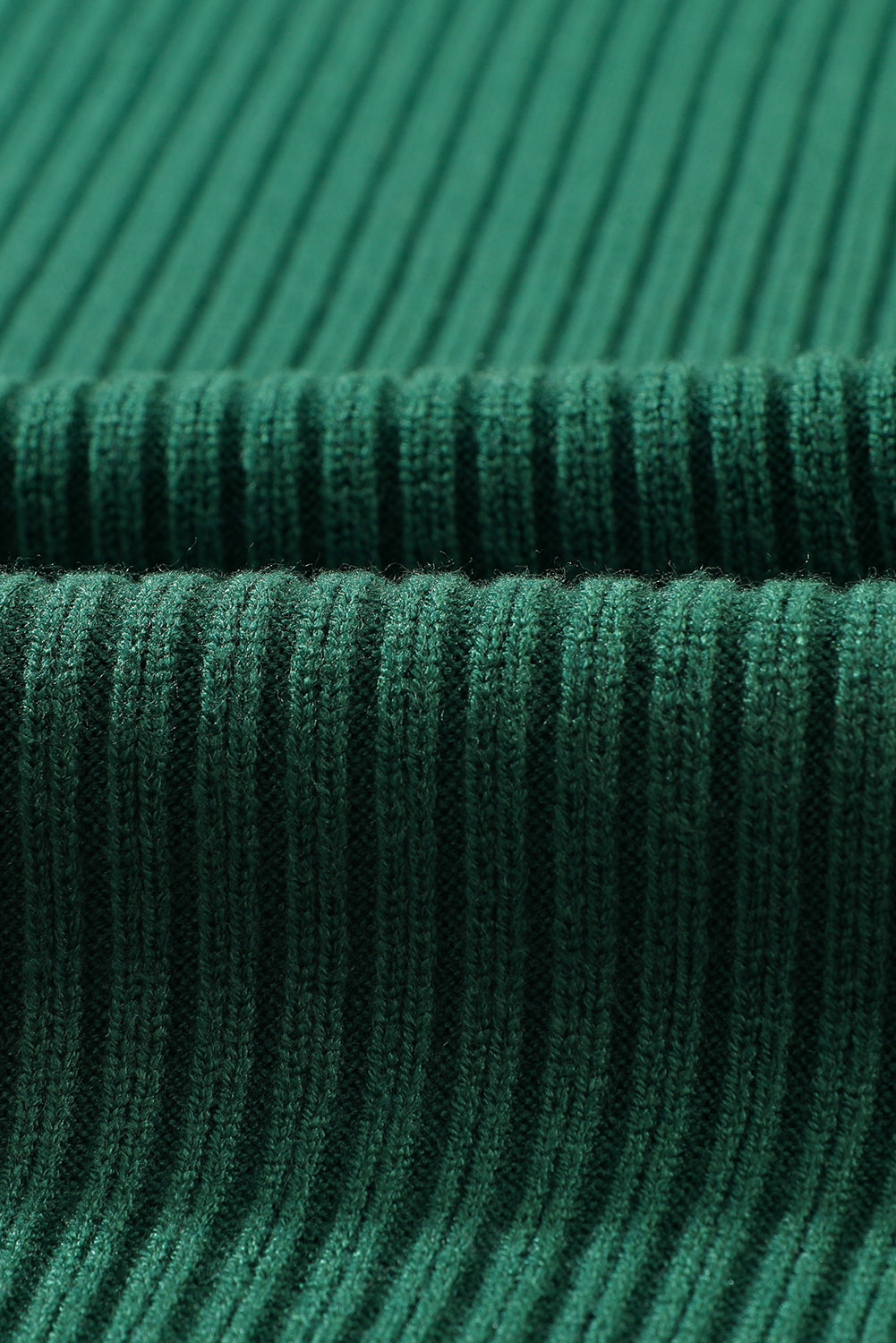 Blackish Green Patch Pocket Ribbed Knit Short Sleeve Sweater-Tops-MomFashion