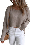 Gray Slouchy Dolman Sleeve High Low Sweater-Tops-MomFashion