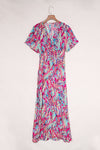 Wrap V Neck Floral Maxi Dress-Dresses-MomFashion