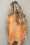 Camel Faux Suede Button Up Jacket-Outerwear-MomFashion