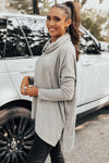 Gray Cowl Neck Shift Tunic Top-Tops-MomFashion