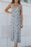 Gray Leopard Print Sleeveless Maxi Dress-Dresses-MomFashion