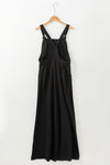 Black Knotted Straps Patch Pocket Wide Leg Jumpsuit-Bottoms-MomFashion