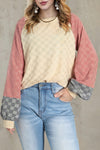 Parchment Colorblock Raglan Sleeve Textured Knit Top-Tops-MomFashion