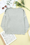 Gray Pocketed Oversized Drop Sleeve Top-Tops-MomFashion