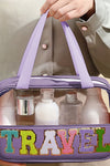 Purple TRAVEL Chenille Letter Clear PVC Makeup Bag-Accessories-MomFashion