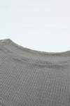 Gray Boatneck Batwing Sleeve Cording Blouse-Tops-MomFashion