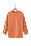 Orange Ribbed Corded Oversized Sweatshirt-Tops-MomFashion