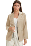 Apricot Pocketed Single Button Lapel Neck Blazer-Outerwear-MomFashion