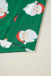 Green Christmas Santa Claus Print Satin Shirt and Shorts Set-Loungewear & Sleepwear/Sleepwear-MomFashion