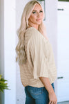 Apricot Exposed Seam Ribbed Knit Dolman Sweater-Tops-MomFashion